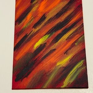 Abstract Canvas Art with Vibrant Colors Fire 5x7 acrylic love caring